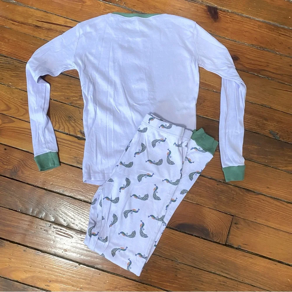 Leveret Purple Peacock Pajama Set Pants & Long Sleeves Size 14